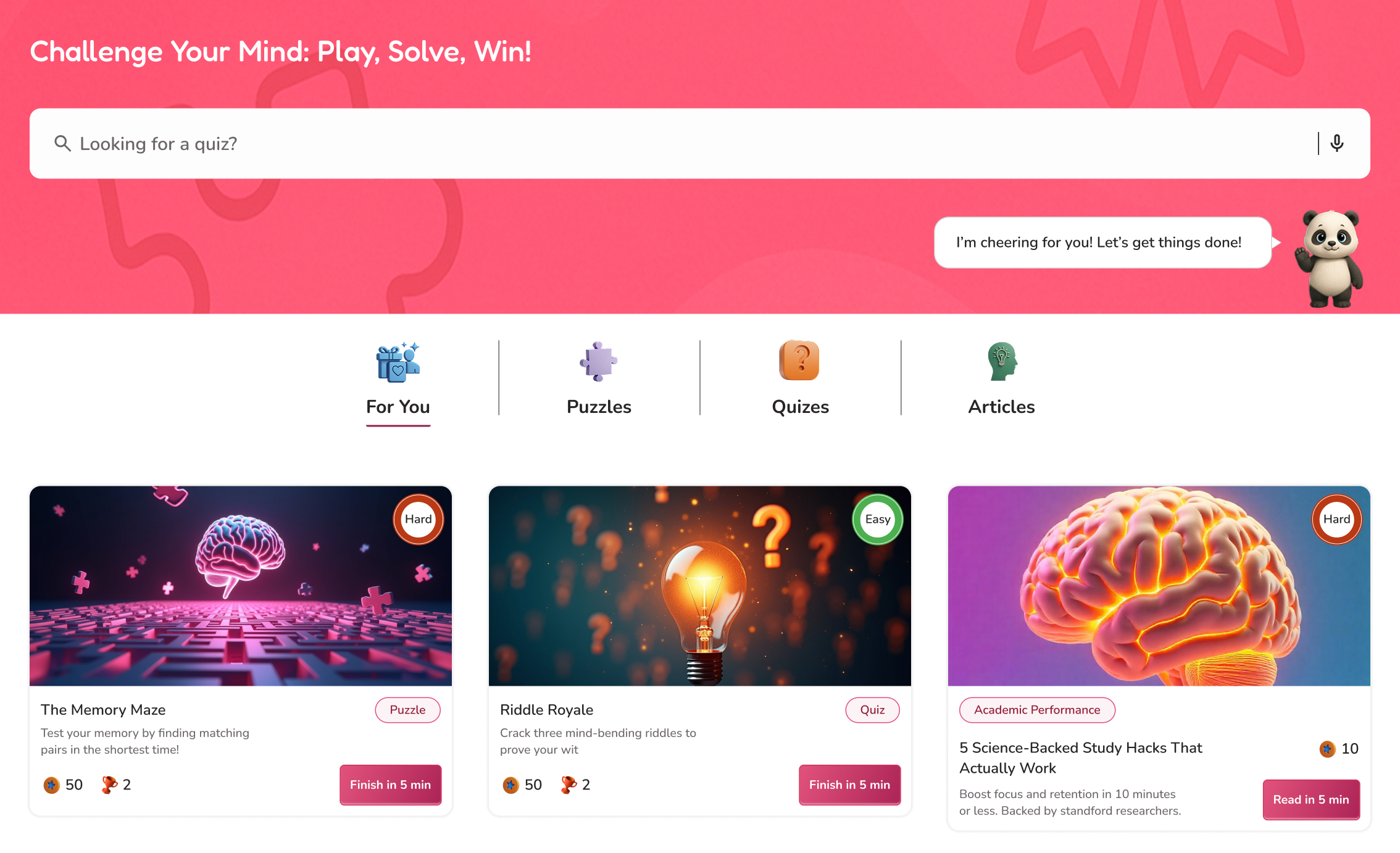 Quiz feature screenshot